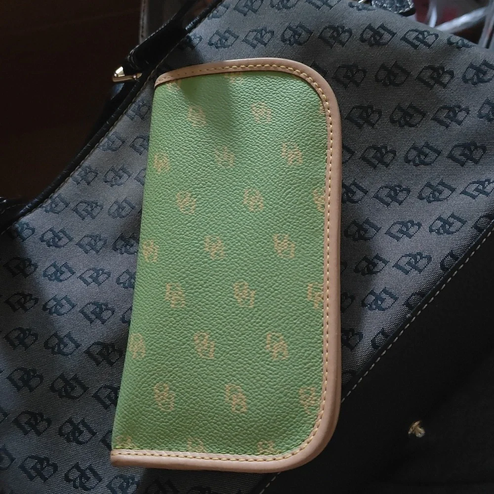 Dooney & Bourke Line Green Monogrammed Coated Canvas Soft Eyeglass Case